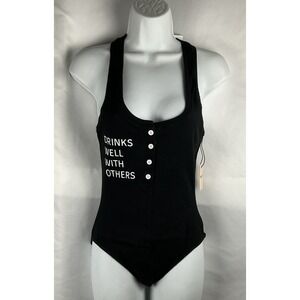 Daydream Nation Size S  Bodysuit Black Drinks Well With Others Racer  Back NWT